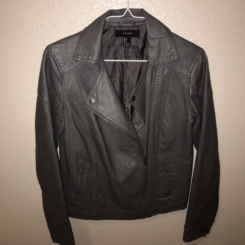 Grey leather jacket